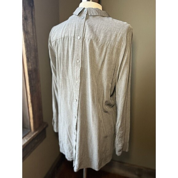 J.Jill Gray Casual Button Down Back Casual Minimalist Long Sleeve Sz M - Picture 4 of 7